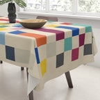 Modern Playful Checkered Abstract Tablecloth Gallery Image 3