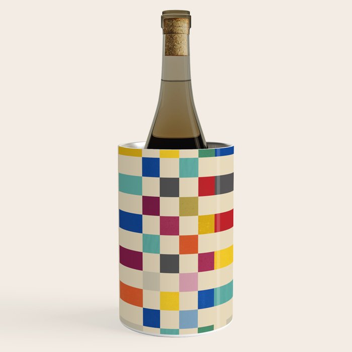 Modern Playful Checkered Abstract Wine Chiller Gallery Image 2