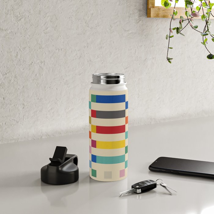 Modern Playful Checkered Abstract Water Bottle Gallery Image 4