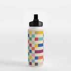 Modern Playful Checkered Abstract Water Bottle Gallery Image 2