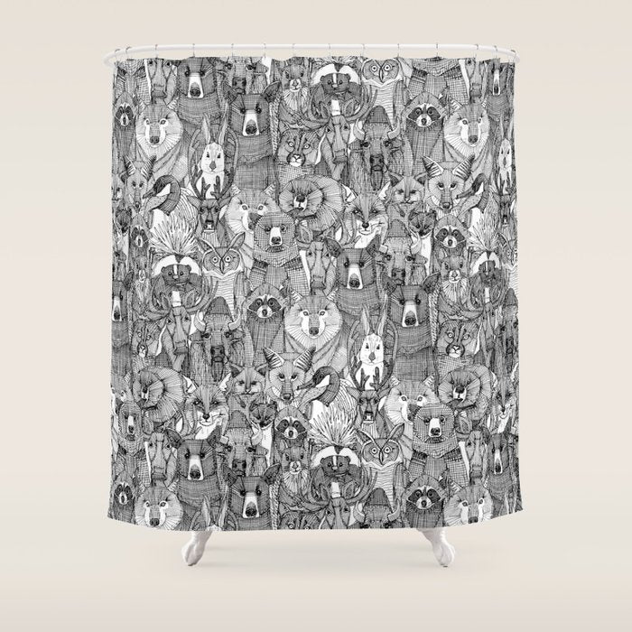 canadian animals black white Shower Curtain Gallery Image 1