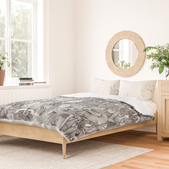 canadian animals black white Duvet Cover Gallery Image 2