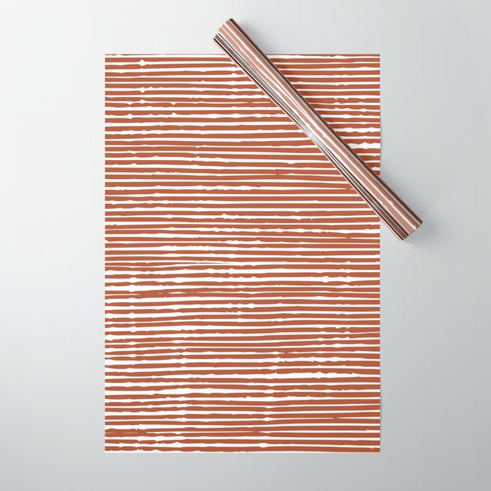 Rustic, Abstract Stripes Pattern in Terracotta Wrapping Paper Gallery Image 1
