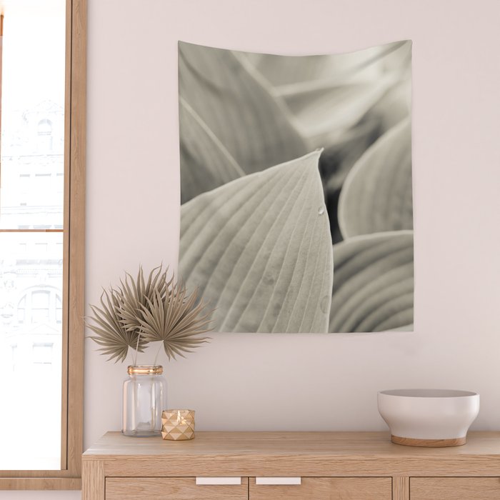 Modern Minimalist Leaf Line Botanical Photograph Wall Tapestry Gallery Image 2