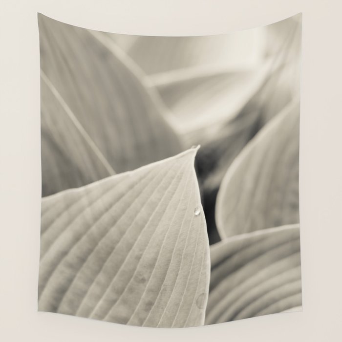 Modern Minimalist Leaf Line Botanical Photograph Wall Tapestry Gallery Image 1