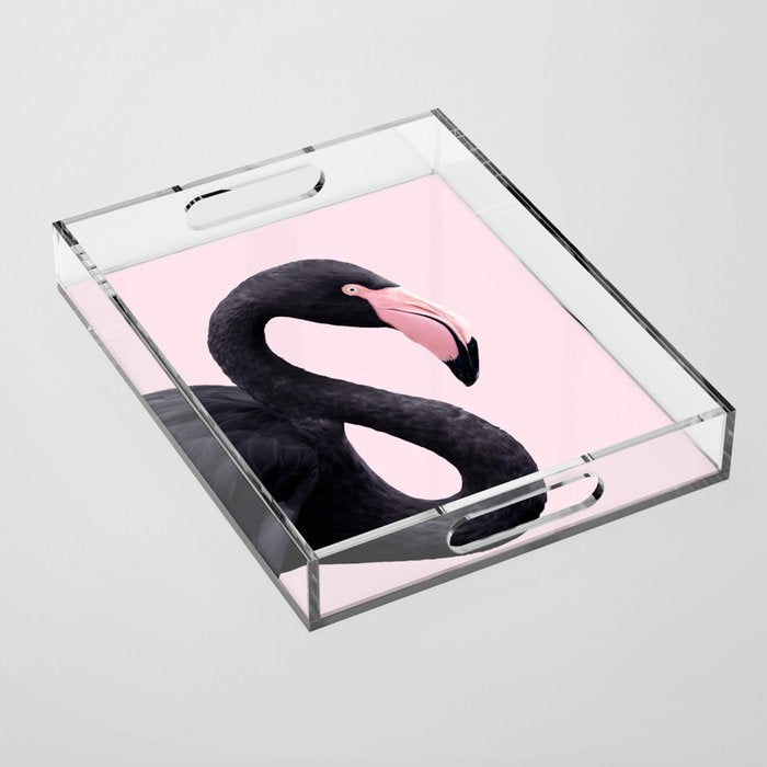 BLACK FLAMINGO Acrylic Tray Gallery Image 1