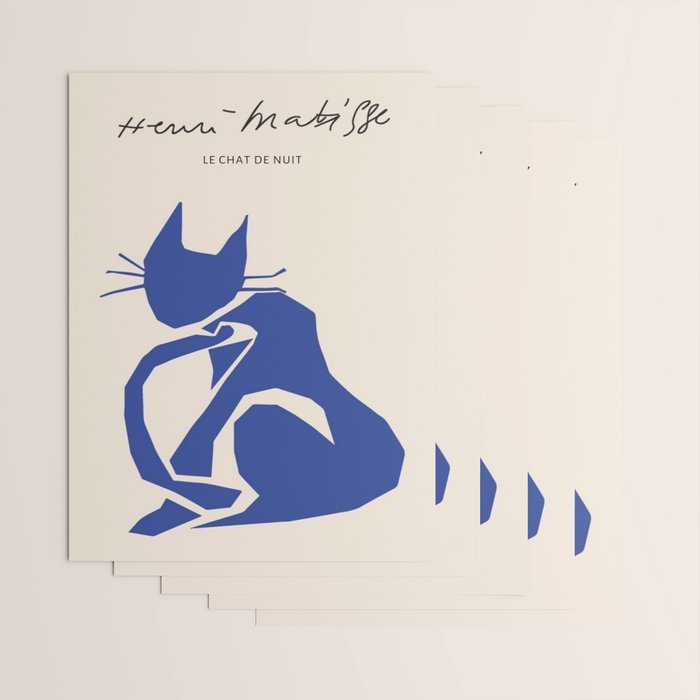Henri Matisse 'The Night Cat' Blue Feline Abstract Figure Art Wrapping Paper Gallery Image 3