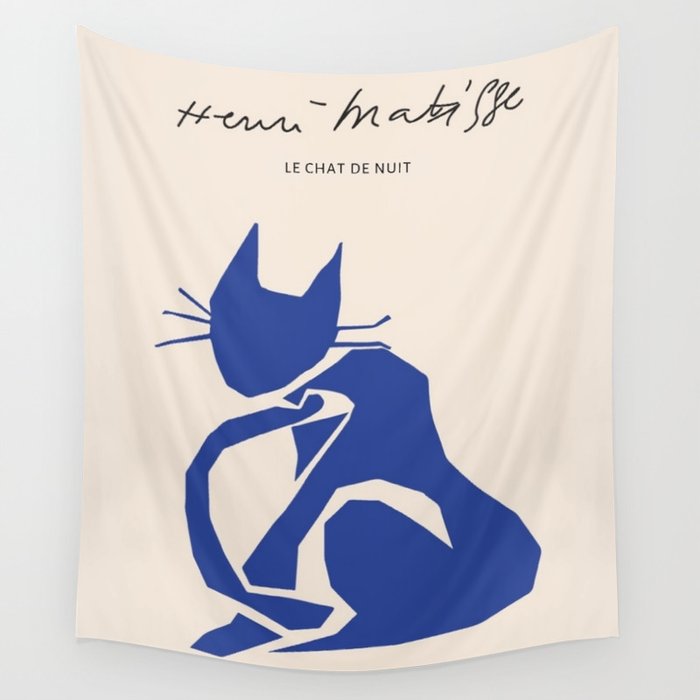 Henri Matisse 'The Night Cat' Blue Feline Abstract Figure Art Wall Tapestry Gallery Image 4