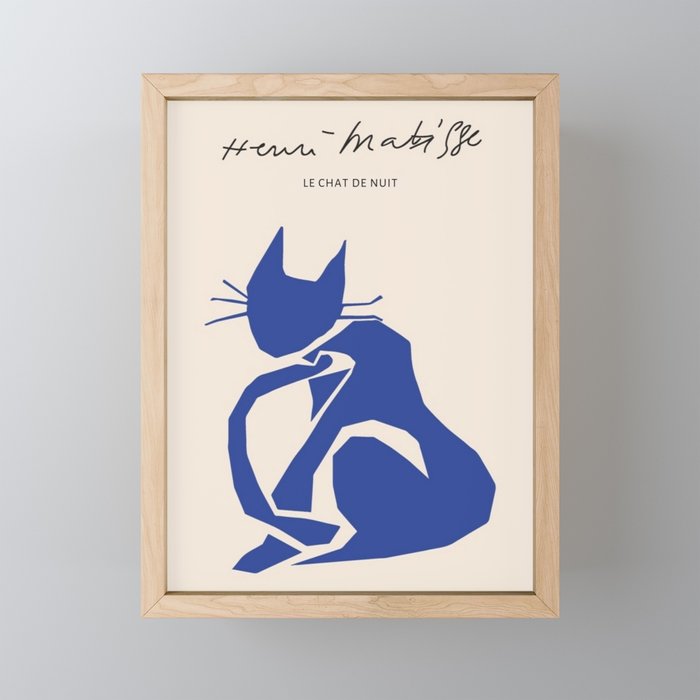 Henri Matisse 'The Night Cat' Blue Feline Abstract Figure Art Mini Art Print Gallery Image 1