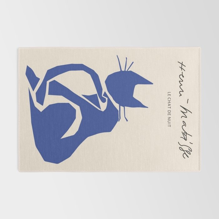 Henri Matisse 'The Night Cat' Blue Feline Abstract Figure Art Rug Gallery Image 2