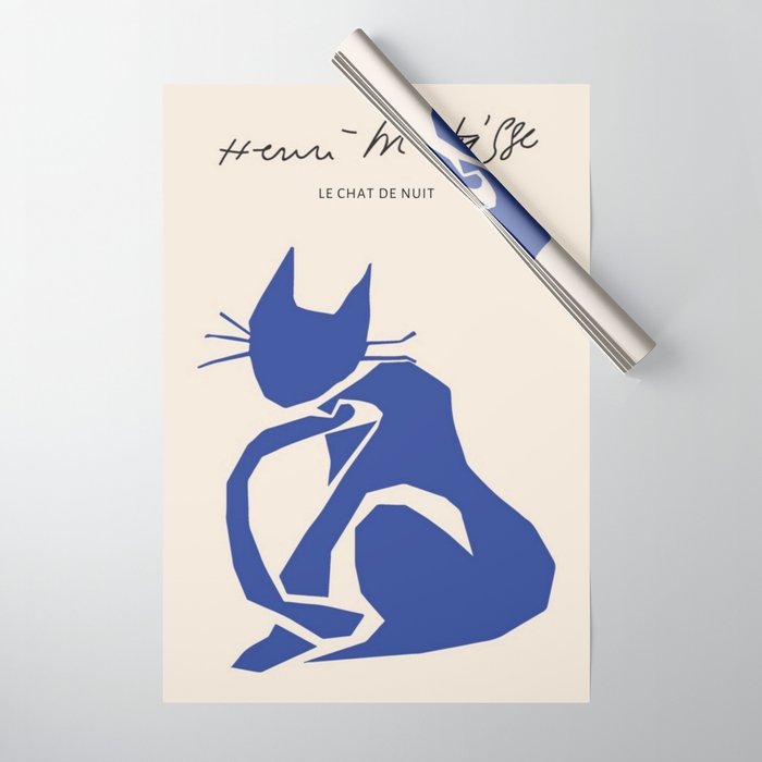 Henri Matisse 'The Night Cat' Blue Feline Abstract Figure Art Wrapping Paper Gallery Image 1