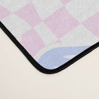 Pink love heart face checkered pattern Desk Mat Gallery Image 4