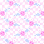 Pink love heart face checkered pattern Coffee Mug Gallery Image 2
