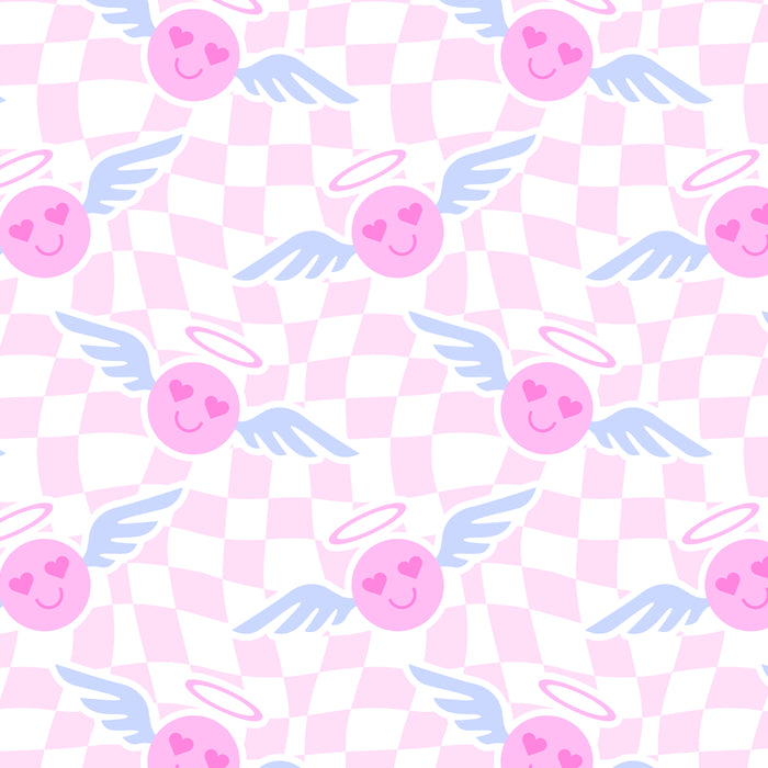 Pink love heart face checkered pattern Coffee Mug Gallery Image 2