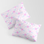 Pink love heart face checkered pattern Pillow Sham Gallery Image 3