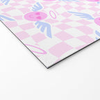 Pink love heart face checkered pattern Welcome Mat Gallery Image 2