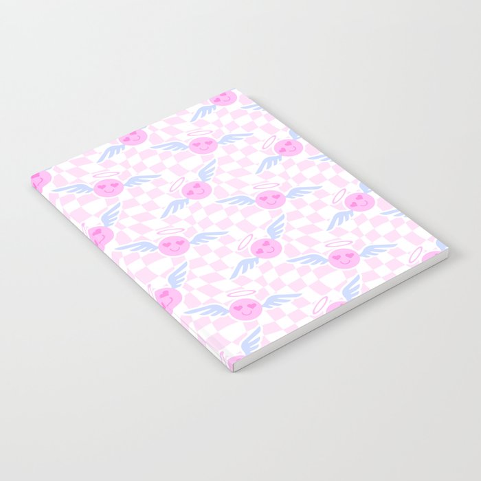 Pink love heart face checkered pattern Notebook Gallery Image 2