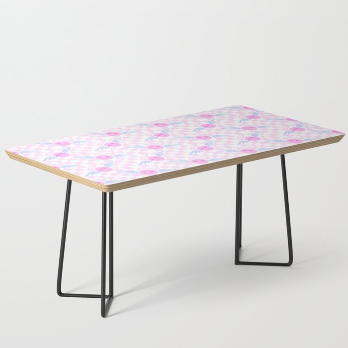 Pink love heart face checkered pattern Coffee Table Gallery Image 1