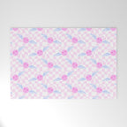 Pink love heart face checkered pattern Welcome Mat Gallery Image 1
