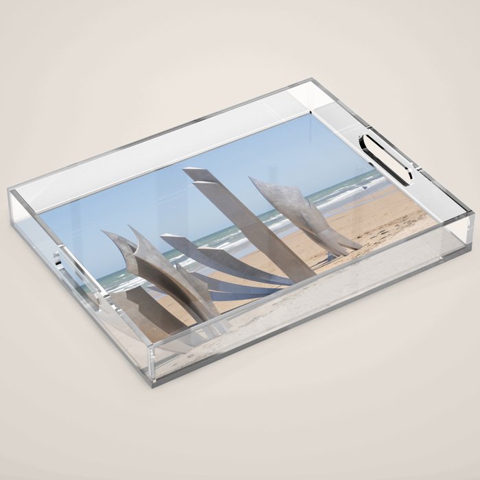 D-day Omaha beach memorial - WW2 sculpture - France, travel photography Acrylic Tray Gallery Image 1