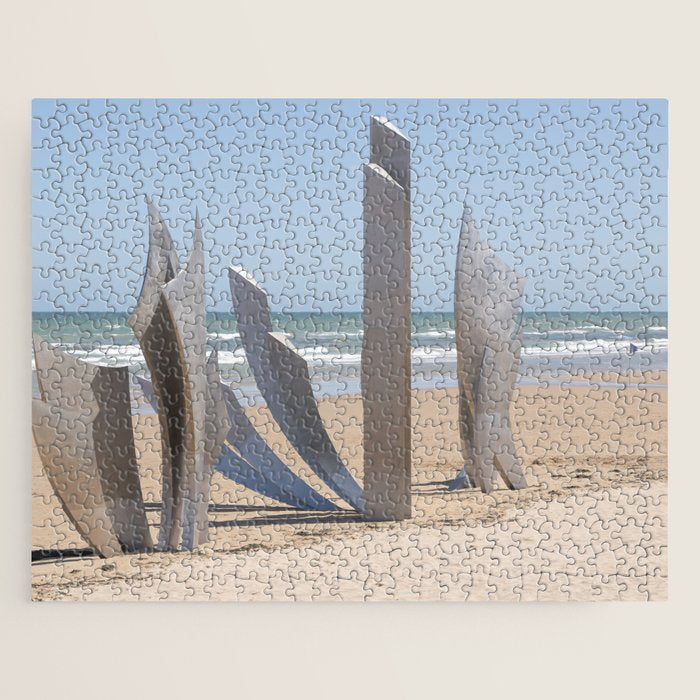 D-day Omaha beach memorial - WW2 sculpture - France, travel photography Jigsaw Puzzle Gallery Image 1