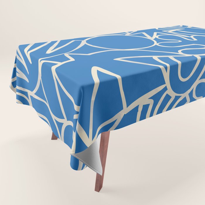 Blue organic nature art shape paint pattern Tablecloth Gallery Image 1