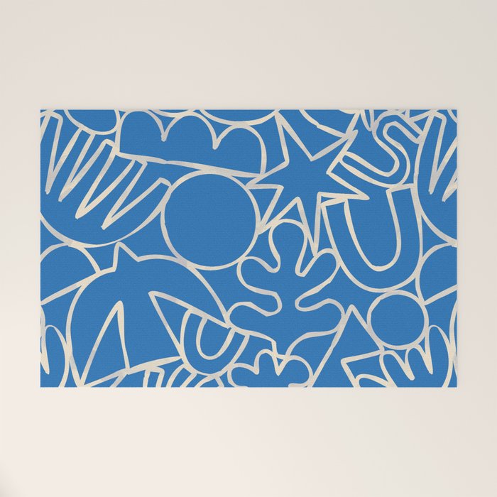 Blue organic nature art shape paint pattern Welcome Mat Gallery Image 1