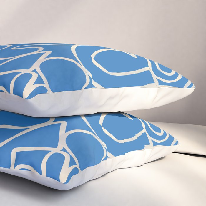 Blue organic nature art shape paint pattern Pillow Sham Gallery Image 3
