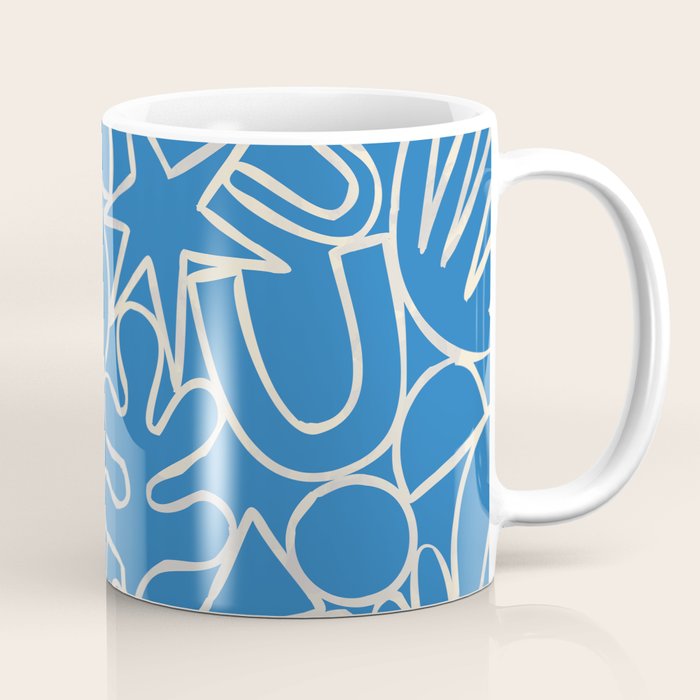 Blue organic nature art shape paint pattern Coffee Mug Gallery Image 1