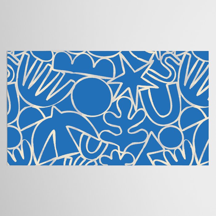Blue organic nature art shape paint pattern Tablecloth Gallery Image 2