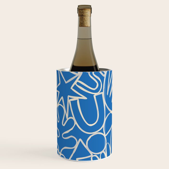 Blue organic nature art shape paint pattern Wine Chiller Gallery Image 3
