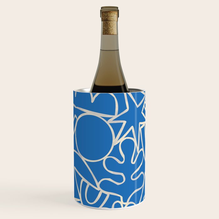 Blue organic nature art shape paint pattern Wine Chiller Gallery Image 1
