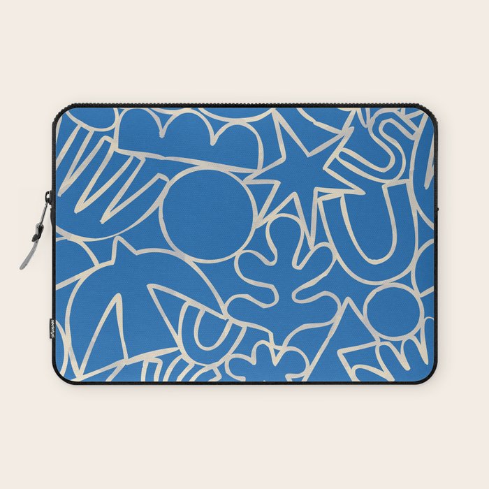 Blue organic nature art shape paint pattern Laptop Sleeve Gallery Image 1