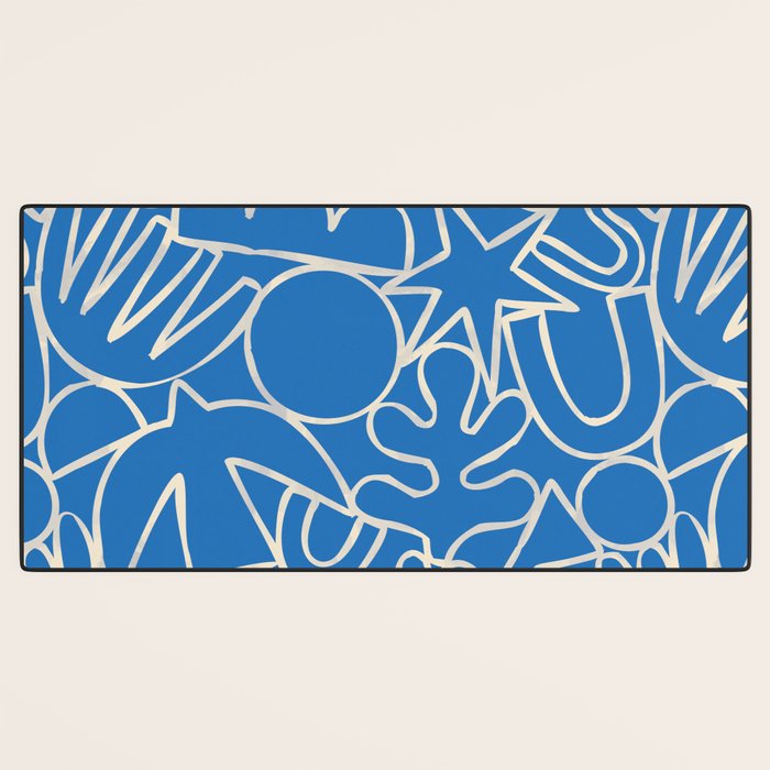 Blue organic nature art shape paint pattern Desk Mat Gallery Image 3