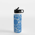 Blue organic nature art shape paint pattern Water Bottle Gallery Image 1