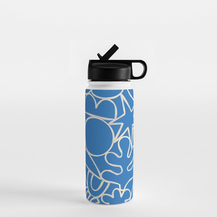 Blue organic nature art shape paint pattern Water Bottle Gallery Image 1