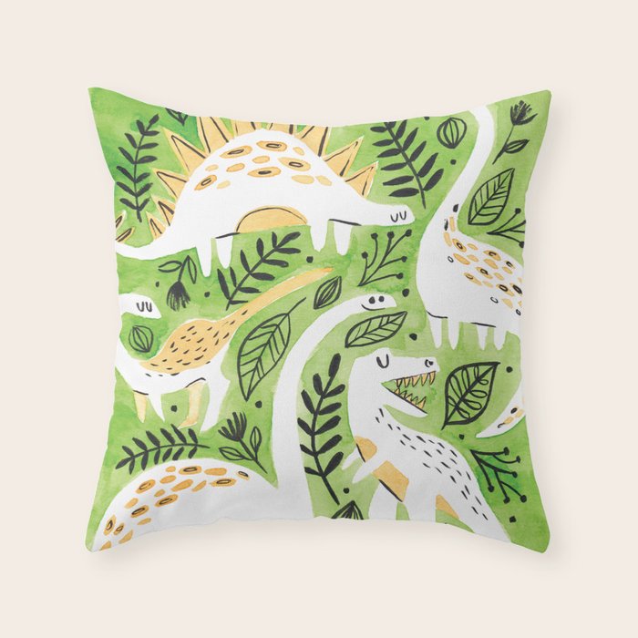 Dinosaur Forest Throw Pillow Gallery Image 6