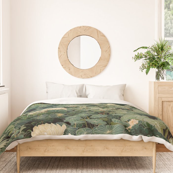 Japanese Wall Art Flower Poster maximalist wall art floral Japandi Wall Art botanical Sage Green Art Duvet Cover Gallery Image 3