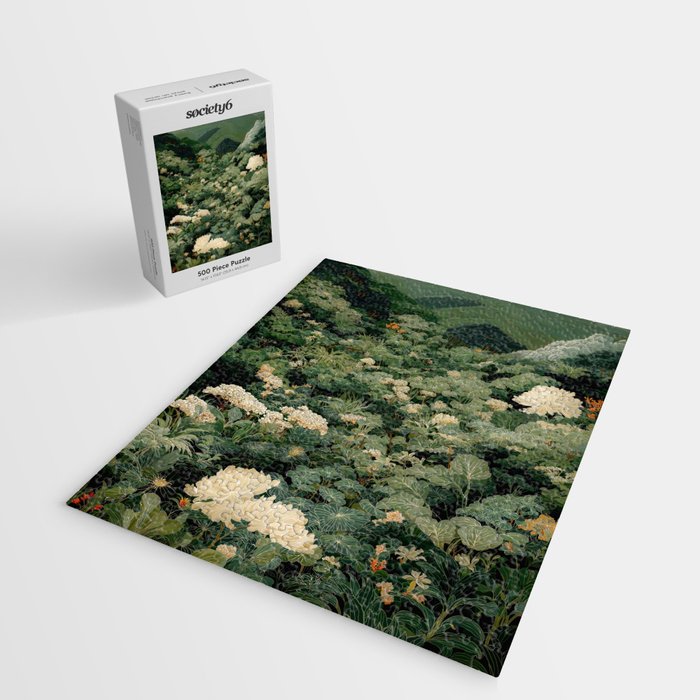Japanese Wall Art Flower Poster maximalist wall art floral Japandi Wall Art botanical Sage Green Art Jigsaw Puzzle Gallery Image 2