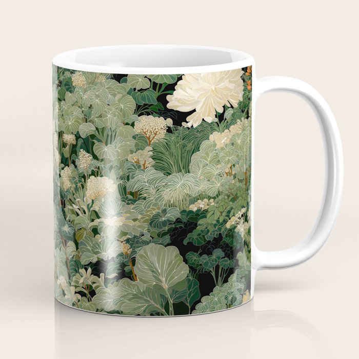 Japanese Wall Art Flower Poster maximalist wall art floral Japandi Wall Art botanical Sage Green Art Coffee Mug Gallery Image 1