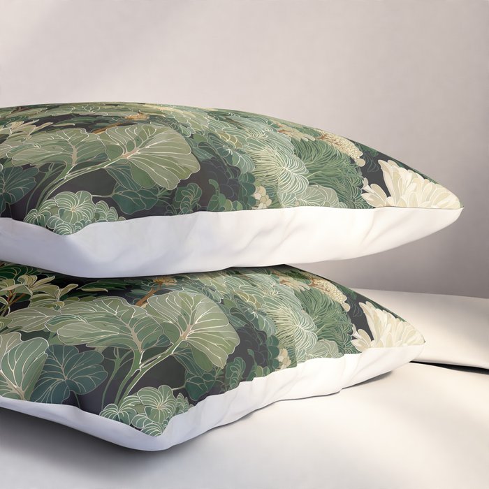 Japanese Wall Art Flower Poster maximalist wall art floral Japandi Wall Art botanical Sage Green Art Pillow Sham Gallery Image 3