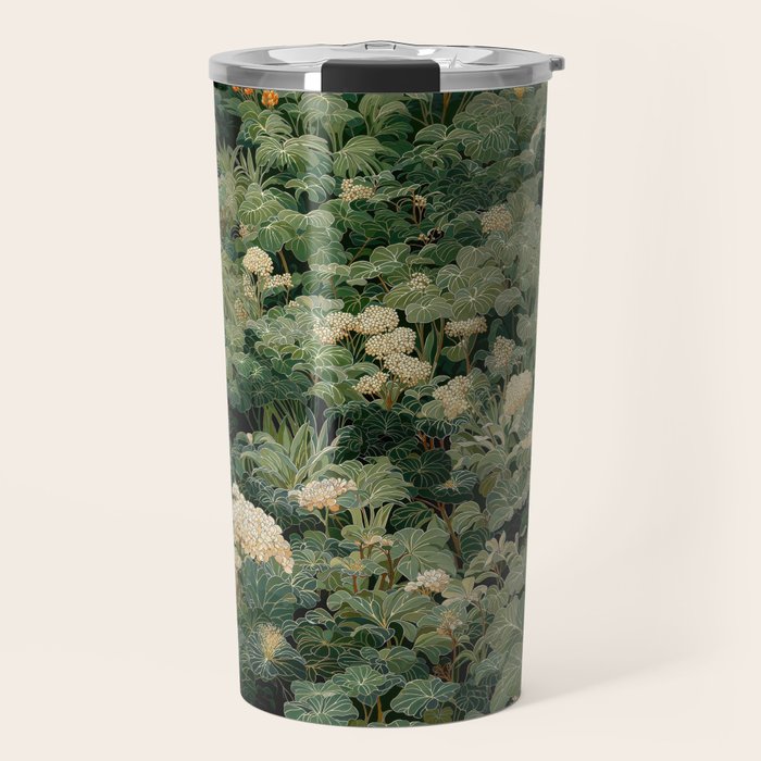 Japanese Wall Art Flower Poster maximalist wall art floral Japandi Wall Art botanical Sage Green Art Travel Mug Gallery Image 1