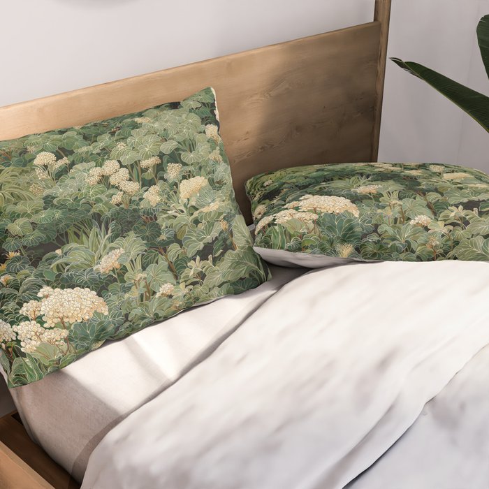 Japanese Wall Art Flower Poster maximalist wall art floral Japandi Wall Art botanical Sage Green Art Pillow Sham Gallery Image 2