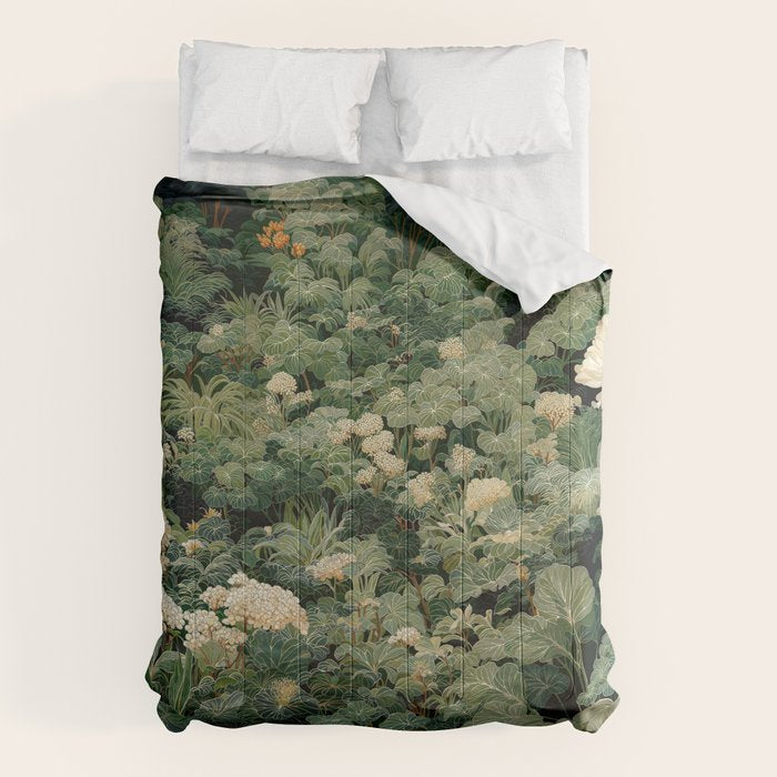 Japanese Wall Art Flower Poster maximalist wall art floral Japandi Wall Art botanical Sage Green Art Comforter Gallery Image 6