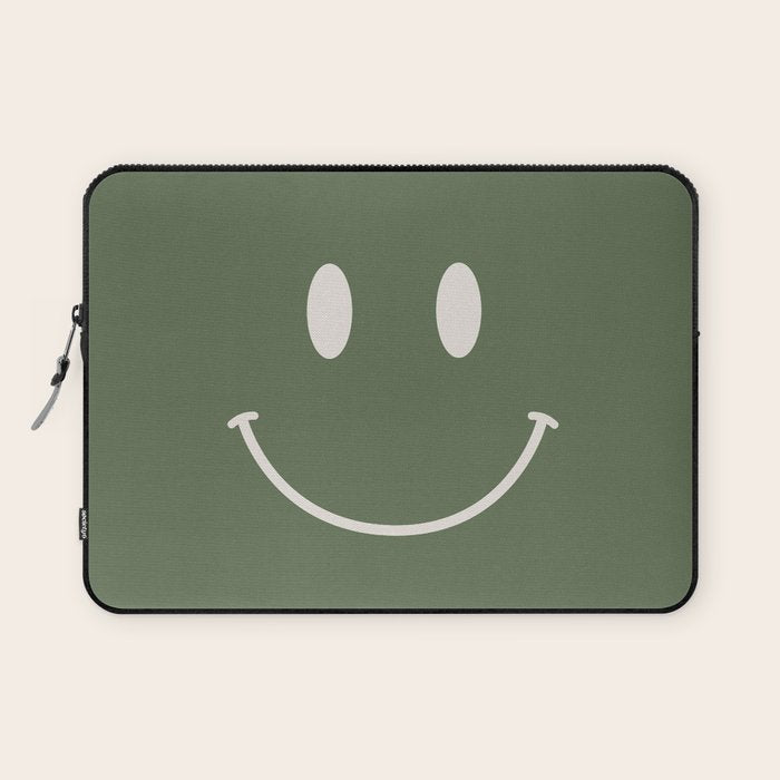 Smile Muted Green Laptop Sleeve Gallery Image 1