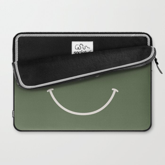 Smile Muted Green Laptop Sleeve Gallery Image 2