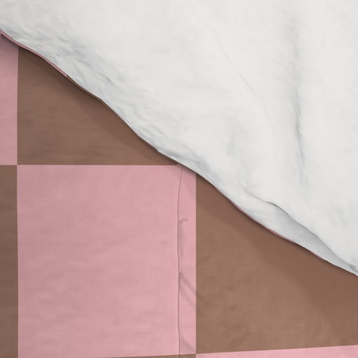 Checkered Check Checkerboard Pattern in Mocha Brown and Light Pink Comforter Gallery Image 4