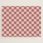 Checkered Check Checkerboard Pattern in Mocha Brown and Light Pink Jigsaw Puzzle Gallery Image 1