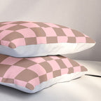 Checkered Check Checkerboard Pattern in Mocha Brown and Light Pink Pillow Sham Gallery Image 3
