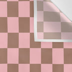 Checkered Check Checkerboard Pattern in Mocha Brown and Light Pink Wall Tapestry Gallery Image 3